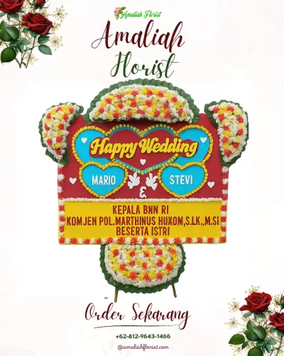 Karangan Papan Bunga Pernikahan di Kotalama
